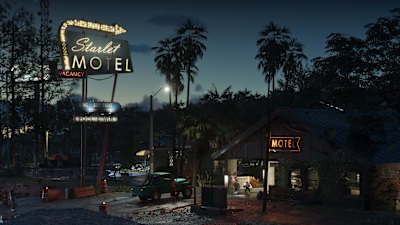 Port Gellhorn in einem schmuddeligen Motel in Grand Theft Auto 6.