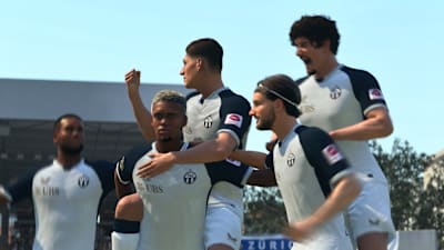 Os jogadores do FC Zurich comemoram um gol no FC 26.