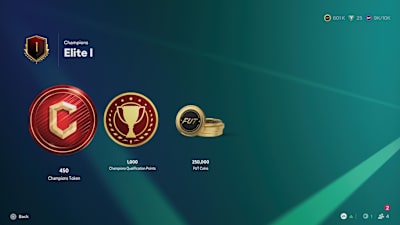 A screenshot from EA Sports FC 27 showing FUT Champions rewards.