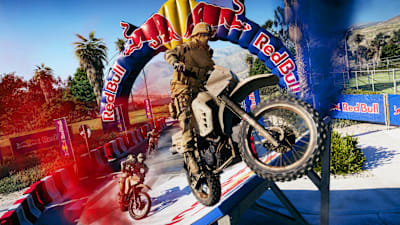 Motorcyclists race in a scene from Battlefield 6's REDSEC.   s