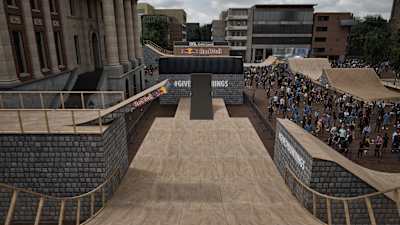 Eine künstlerische Darstellung der geplanten Strecke für den Red Bull District Ride in Groningen, Niederlande.