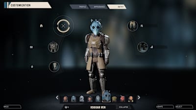 Screenshot aus Star Wars: Zero Company zeigt die Anpassung von Charakteren.