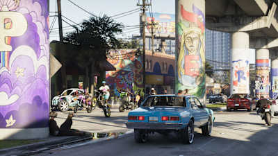 Una escena urbana de Grand Theft Auto VI.