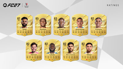 A selection of EA FC 27 player cards from the Turkish Süper Lig.