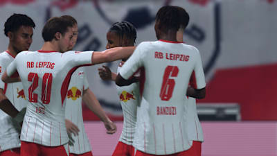 Spieler von RB Leipzig bejubeln ein Tor in EA FC 27.
