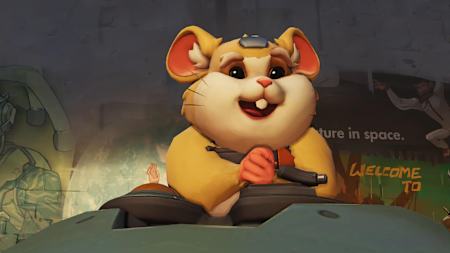 A screenshot of new hero Wrecking Ball in Overwatch.