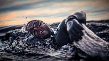 Ross Edgley swims in the North Sea during his Great British Swim attempt.