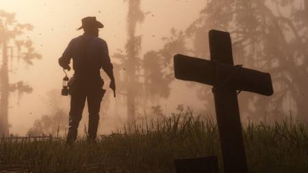 Screenshot of a grave site in Red Dead Redemption 2