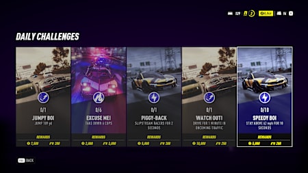 Desafios diários de Need for Speed Heat