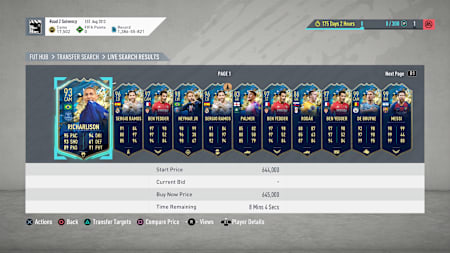 Live search results in FIFA 21