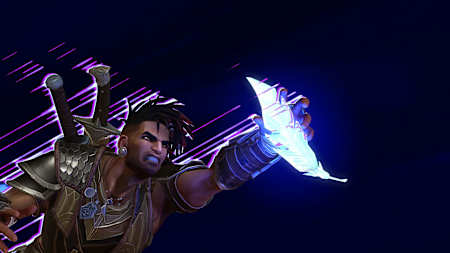 Zrzut ekranu z gry Prince of Persia: The Lost Crown przedstawia Sargona trzymającego w dłoni pióro.