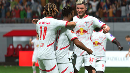 RB Leipzig players celebrate in FC 25.