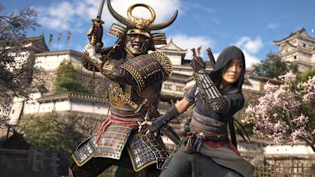Screenshot aus Assassin's Creed Shadows zeigt Samurai Yasuke und Shinobi Naoe.