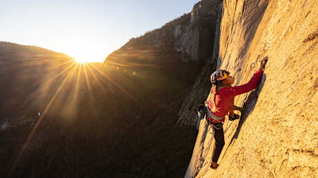 Sasha DiGiulian climbs the Platinum route on El Capitan in Yosemite National Park, California, USA on November 7, 2025.