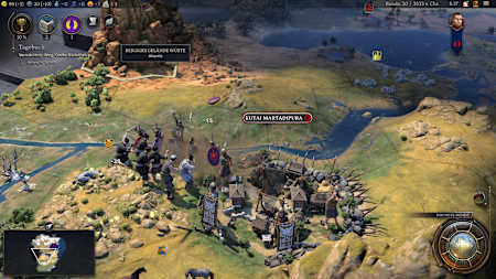 Screenshot aus Civilization 7 zeigt eine kriegerische Auseinandersetzung.