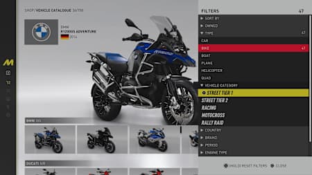 Bike categories in The Crew Motorfest. 