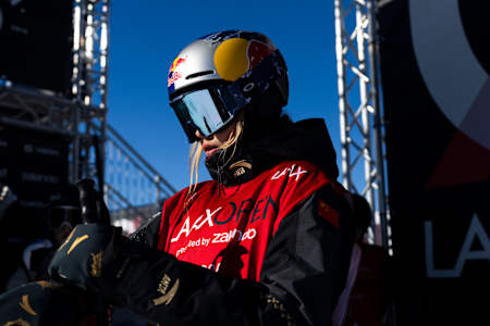 Eileen Gu ahead of her run at the Laax Open 2025 in Switzerland.