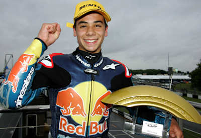 Miguel Oliveira is the happy winner in Donington 2008