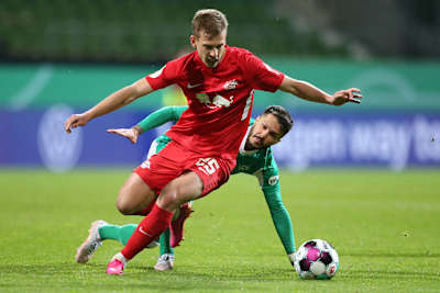 Dani Olmo während des DFB-Pokal-Halbfinalspiels Werder Bremen gegen RB Leipzig in Bremen, Deutschland, am 30. April 2021.