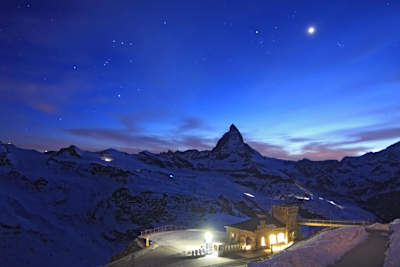Gornergrat Bahn in Zermatt Switzerland at night