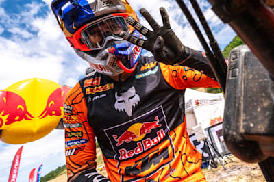 Manuel Lettenbichler of RED BULL KTM FACTORY RACING seen during the forth off road day of FIM Hard Enduro World Championship 2023 Stop 3 - Red Bull Romaniacs in Sibiu, Romania on July 29, 2023.  