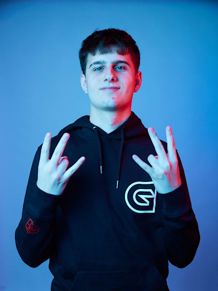 Fortnite player Hen, who plays for Guild Esports, poses for a portrait at Red Bull Gaming Sphere London, October 2022.