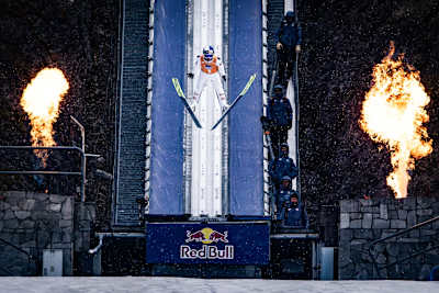 Stephan Embacher perform at Red Bull Target Jumping in Zakopane, Poland on April 5, 2025