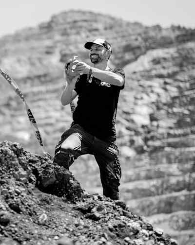 Track builder Georg Adamek is pictured at Red Bull Erzbergrodeo. 