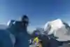 David Lama takes a selfie while attempting a mountain summit.