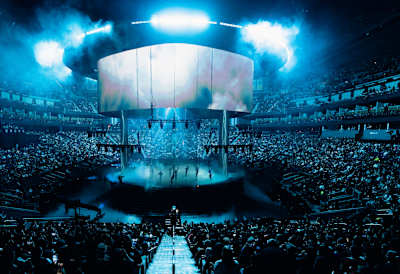 Vue générale de l’ambiance lors des finales du Championnat du monde de League of ­ Legends le 5 novembre 2022 à San Francisco, en Californie.