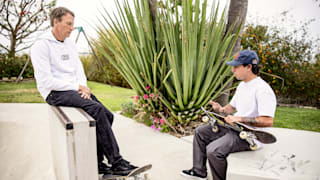Tony Hawk and Vincent Matheron in Encinitas, California, on March 24, 2021.