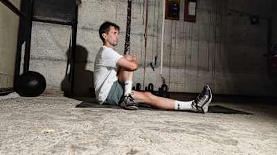 A lot of cyclists will feel good after doing some glute stretches. It stretches the glutes, the outside of your bum, and is something you can do while sitting watching TV.