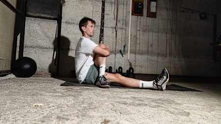 A lot of cyclists will feel good after doing some glute stretches. It stretches the glutes, the outside of your bum, and is something you can do while sitting watching TV.