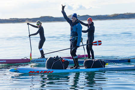 Casper Steinfath is joined by some fellow SUPpers  for a section of the Great Danish Paddle in Denmark in April 2002.