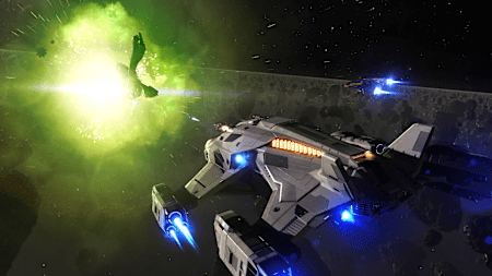 A screenshot of a large fight in Elite: Dangerous.