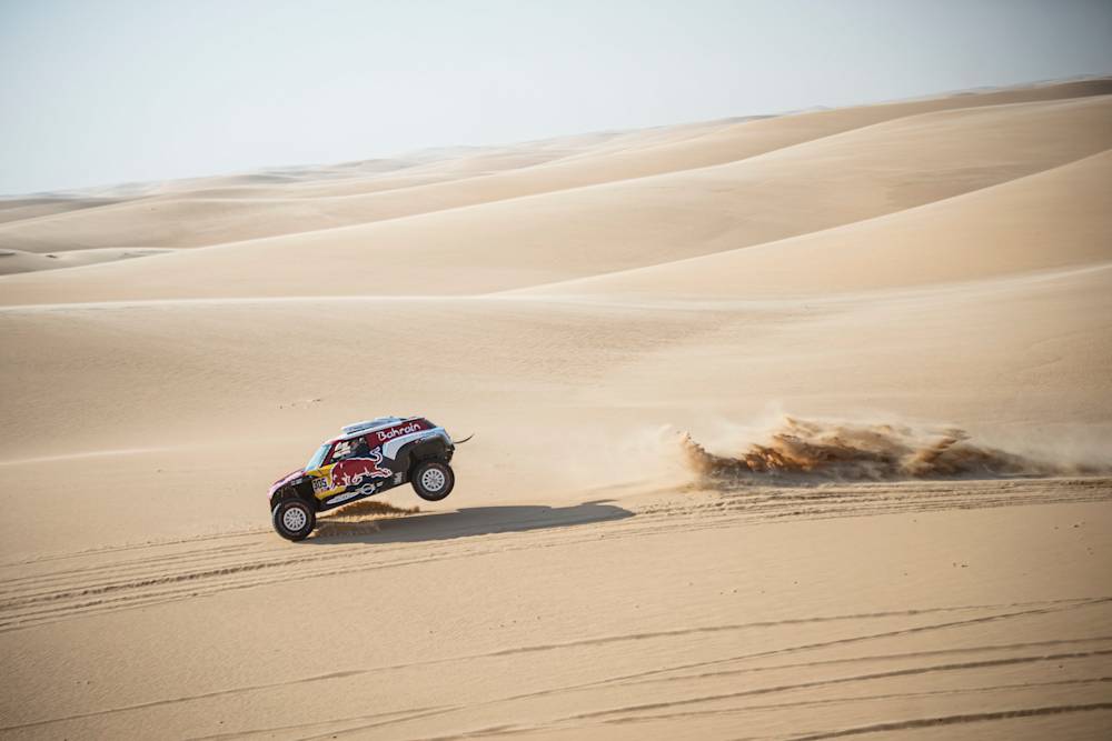 Carlos Sainz (ESP) of Bahrain JCW Team races during stage 10 of Rally Dakar 2020 from Haradh to Shubaytah, Saudi Arabia on January 15, 2020.