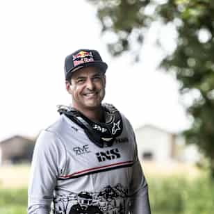 Mat Rebeaud of Switzerland poses for a photo at his practice track in Valbroye, Switzerland on August 15, 2023.