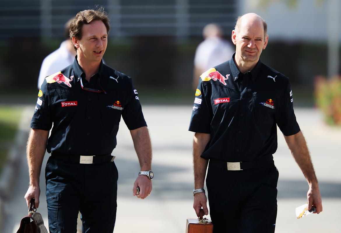 Christian Horner and Adrian Newey at the Bahrain Grand Prix, 2010.