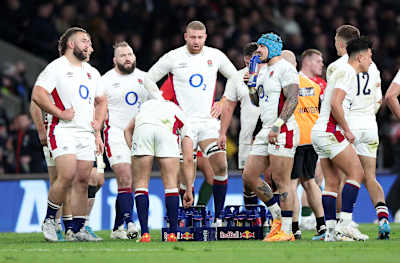 England Rugby Players during the match at Twickenham Stadium, London on February 26, 2022.