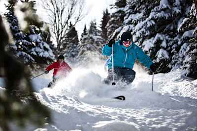 Ski touring in Mont-Sainte-Anne, Quebec.