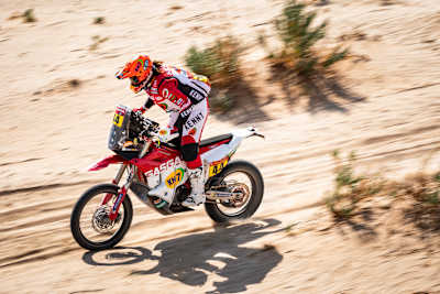 Laia Sanz (ESP) from GasGas Factory Racing Team races during stage 4 of Rally Dakar 2021 from Wadi Ad Dawasir to Riyadh, Saudi Arabia on January 6, 2021