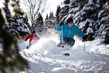 Ski touring in Mont-Sainte-Anne, Quebec.