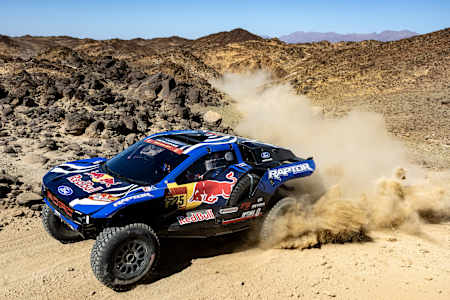 Carlos Sainz and Lucas Cruz of the Ford M-Sport Team during the shakedown of the Dakar 2026 on January 1, 2026 around Yanbu, Saudi Arabia.