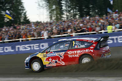 Sébastien Loeb, Red Bull Rally, Citroën WRC Team in action at 2008 Rally Finland.