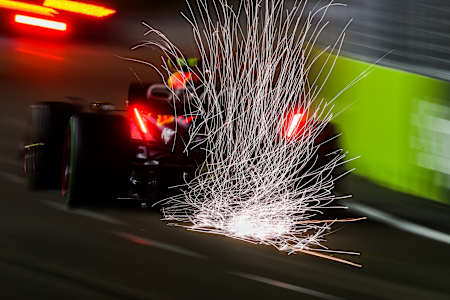 Sergio Pérez of Oracle Red Bull Racing at the Singapore Grand Prix on October 2, 2022.