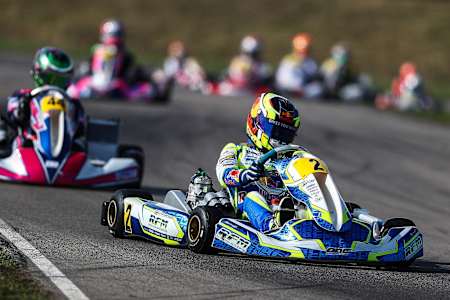 Harry Thompson performs during  Karting World Championship 2018