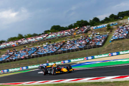 Zane Maloney bei der zehnten Runde der FIA Formel 2-WM auf dem Hungaroring am 21. Juli 2023. 