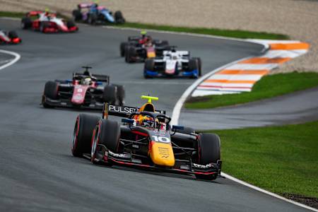 Isack Hadjar racing Formula 2 in Zandvoort 2023
