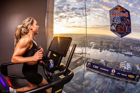 Team captain Elin Härkönen at Red Bull 24 hours running event in Karlatornet, Göteborg, Sweden on the 8-9th of March 2025.