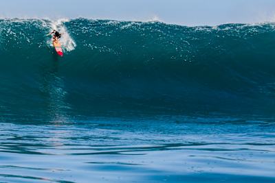 Kelta O'Rourke surfs at Red Bull Magnitude at Waimea Bay, Oahu, Hawaii
